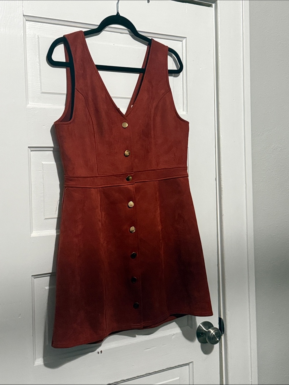 Charlotte Russe Rust Suede Button-Front A-Line Dress